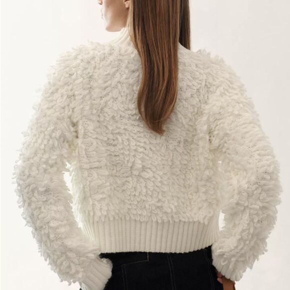 ANTHROPOLOGIE MAEVE Callahan Mock-Neck Loop-Stitch Sweater in Cream/Ivory - Picture 4 of 10